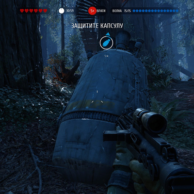 Спасательная капсула в лесу на Эндоре Star Wars: Battlefront (1920x1080px, 446.4Kb)