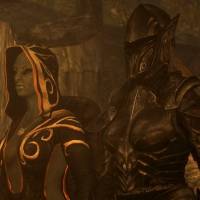 Хетра в робе Ноктюрнал и Лидия в эбонитовой броне The Elder Scrolls V: Skyrim (1280x720px, 186.8Kb)