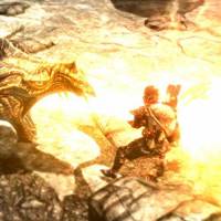 Лидия сражается с драконом The Elder Scrolls V: Skyrim (1280x720px, 265.1Kb)