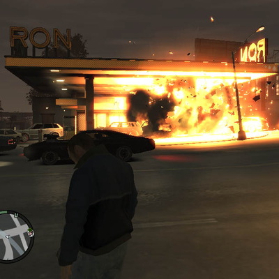 Взрыв бензозаправки в Либерти-Сити Grand Theft Auto (800x600px, 78.3Kb)