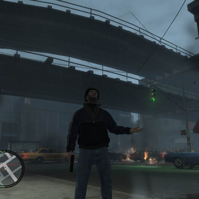 Нико под дождем в Либерти-Сити Grand Theft Auto (800x600px, 61.5Kb)