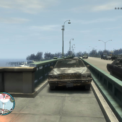 Нико объезжает пробку по тротуару Grand Theft Auto (800x600px, 74.8Kb)
