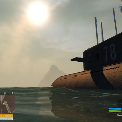 Подводная лодка, отражения в воде Crysis (1024x768px, 57.1Kb)