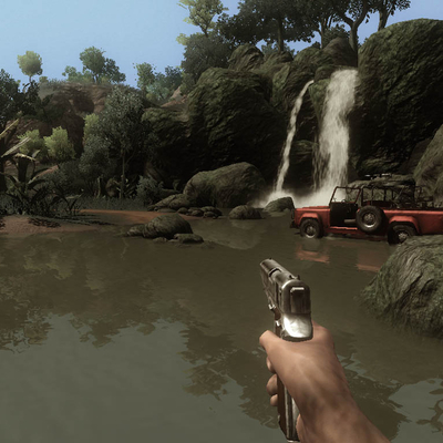 Водопад, джип и мутная река Far Cry (1024x768px, 142.7Kb)