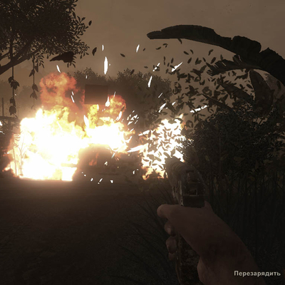 Взрыв автомобиля ночью в Африке Far Cry (1024x768px, 109.1Kb)